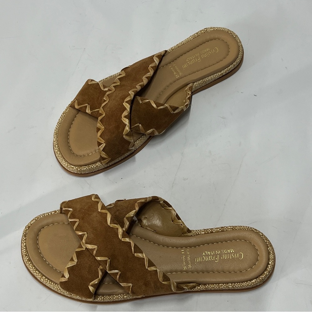 Brown Suede Slide Sandals